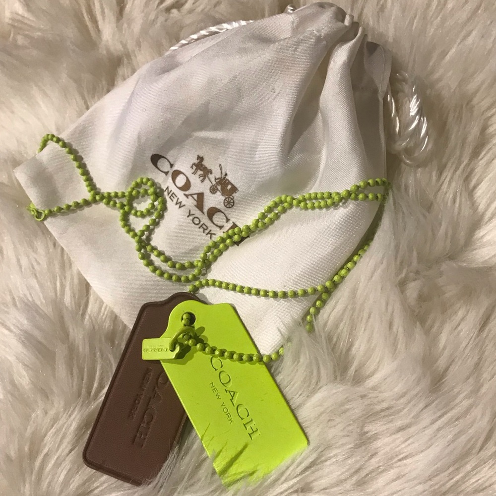 Coach Neon Green Dog Tag Necklace
